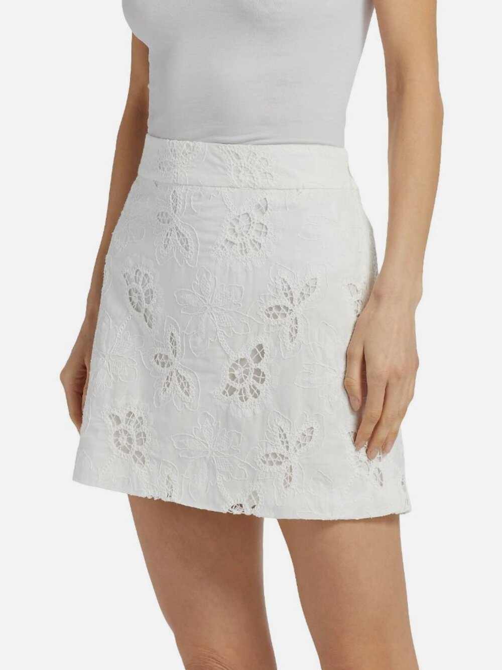 Ramy Brook Women's White Floral Lace Dawn Mini Skirt Size 8